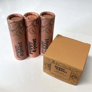 NWT! Set of Poppy and Pout Lip Balms and Lip Scrub